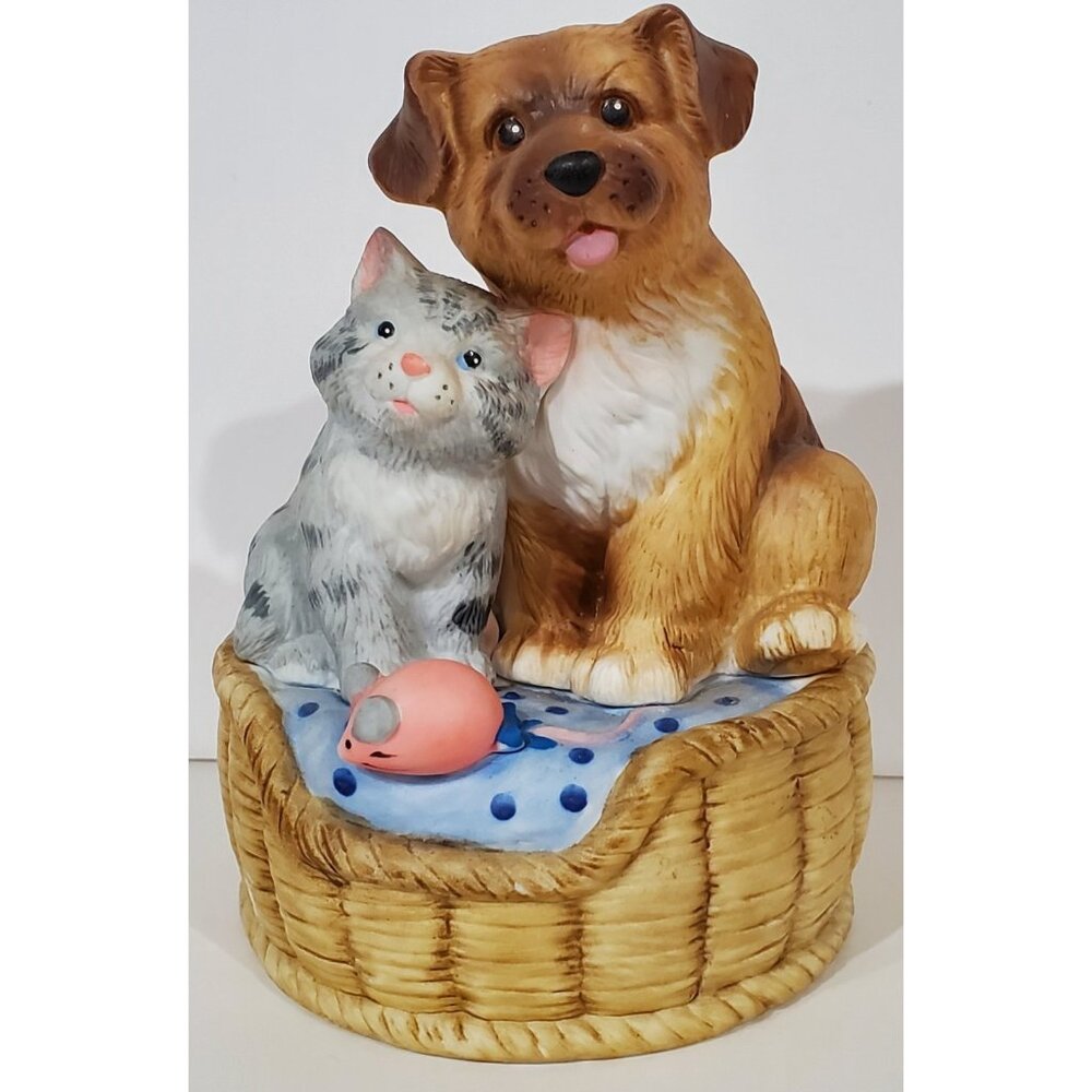 YOU'VE GOT A FRIEND San Francisco Music Box Co Figurine dog cat pet bed figure